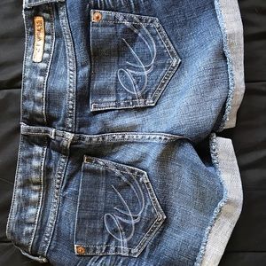 Dark wash Express jean shorts